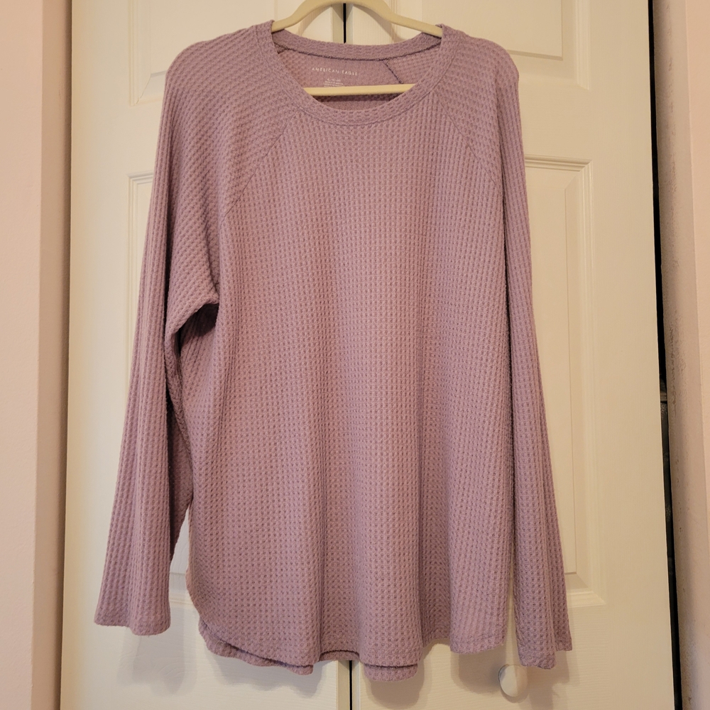 American Eagle Outfitters Purple Waffle Knit Top
